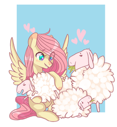 Size: 1280x1391 | Tagged: safe, artist:catzino, fluttershy, sheep, g4, heart