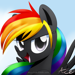 Size: 500x500 | Tagged: safe, artist:acersiii, rainbow dash, g4, female, looking at you, portrait, recolor, smiling, solo