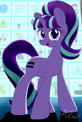 Size: 1280x1920 | Tagged: safe, alternate version, artist:acersiii, starlight glimmer, pony, unicorn, g4, my little pony: friendship is magic, the cutie map, cutie mark vault, female, looking at you, mare, open mouth, signature, solo