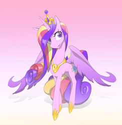 Size: 1165x1200 | Tagged: safe, artist:shimizu, princess cadance, alicorn, pony, g4, female, gradient background, horn, solo, wings