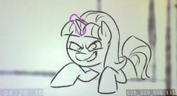 Size: 833x449 | Tagged: safe, starlight glimmer, g4, season 5, the cutie re-mark, behind the scenes, female, glare, grin, looking at you, magic, sdcc 2015, smirk, solo, storyboard