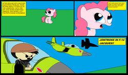 Size: 1024x603 | Tagged: safe, artist:thekirbykrisis, pinkie pie, g4, 1000 hours in ms paint, calvin and hobbes, comic, jontron, ms paint, t-rex jet