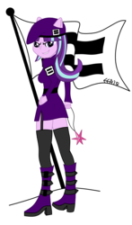 Size: 1895x3228 | Tagged: safe, artist:e-e-r, starlight glimmer, equestria girls, g4, beret, clothes, dress, equality, equestria girls-ified, female, flag, ponied up, s5 starlight, simple background, solo, starlight himmler, transparent background, vector