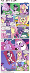 Size: 913x2191 | Tagged: safe, artist:saturdaymorningproj, fluttershy, pinkie pie, rarity, spike, twilight sparkle, alicorn, pony, comic:pie and seek, g4, comic, female, grammar error, mare, poster, twilight sparkle (alicorn)