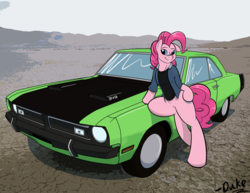 Size: 1280x989 | Tagged: safe, artist:askdukepony, pinkie pie, g4, car, dodge (car), dodge dart, female, pinup, solo