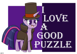 Size: 2500x1750 | Tagged: safe, artist:sonikku001, twilight sparkle, g4, crossover, female, hershel layton, professor layton, solo