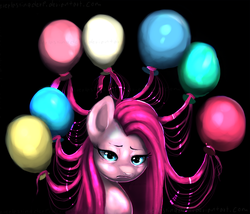 Size: 1967x1687 | Tagged: safe, artist:everlastingderp, pinkie pie, g4, balloon, female, pinkamena diane pie, sad, solo