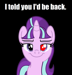 Size: 954x995 | Tagged: safe, edit, starlight glimmer, g4, the cutie re-mark, meme, s5 starlight, smug, smuglight glimmer, terminator, this will end in communism, this will end in timeline distortion