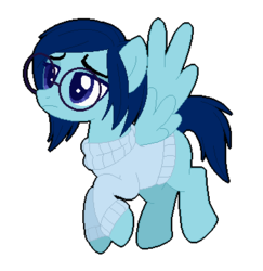 Size: 360x370 | Tagged: safe, artist:hotsuoka, artist:selenaede, pony, base doll, base used, clothes, glasses, inside out, ponified, sadness (inside out), solo, sweater