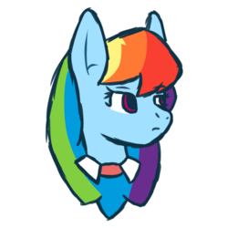 Size: 816x816 | Tagged: safe, artist:mediconmontres, rainbow dash, oc, oc:prism wing, ultimare universe, g4, alternate hairstyle, alternate universe, solo