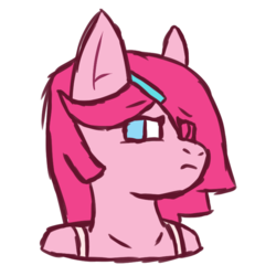Size: 744x744 | Tagged: safe, artist:mediconmontres, pinkie pie, oc, oc:ink blot, ultimare universe, g4, alternate hairstyle, alternate universe, cat ears, solo