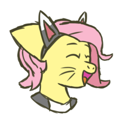 Size: 768x768 | Tagged: safe, artist:mediconmontres, fluttershy, oc, oc:cottontail, ultimare universe, g4, alternate hairstyle, alternate universe, cat ears, fluttercat, solo
