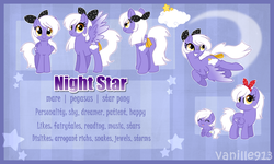 Size: 1280x768 | Tagged: safe, artist:spookyle, oc, oc only, oc:night star, pegasus, pony, female, filly, foal, mare, reference sheet, solo