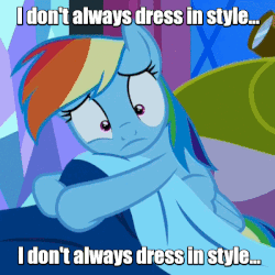 Size: 600x600 | Tagged: source needed, safe, edit, edited screencap, screencap, rainbow dash, pegasus, pony, do princesses dream of magic sheep, g3, g4, adorable distress, animated, bed, caption, cropped, cute, dashabetes, fear, female, fetal position, g3 hate, image macro, loop, madness mantra, mare, meme, nightmare, rainbow dash always dresses in style, rocking, solo, song reference, traumatized
