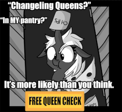 Size: 817x749 | Tagged: safe, artist:tjpones, oc, oc only, oc:chips, changeling, changeling queen, horse wife, advertisement, animated, changeling queen oc, chips, clickbait, female, gif, meme, scrunchy face, x in my y