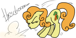 Size: 1024x512 | Tagged: safe, artist:anyponedrawn, carrot top, golden harvest, g4, female, sneeze cloud, sneezing