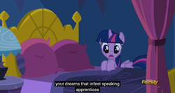 Size: 1600x855 | Tagged: safe, screencap, twilight sparkle, alicorn, pony, do princesses dream of magic sheep, g4, female, mare, meme, twilight sparkle (alicorn), youtube caption