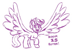 Size: 1050x720 | Tagged: safe, artist:scobionicle99, scootaloo, do princesses dream of magic sheep, g4, female, large wings, monochrome, scootaloo can fly, sketch, solo