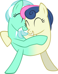 Size: 2733x3490 | Tagged: safe, artist:credechica4, bon bon, lyra heartstrings, sweetie drops, pony, do princesses dream of magic sheep, g4, ^^, adorabon, conjoined, cute, eyes closed, female, fusion, high res, hug, lesbian, lyrabetes, lyrabon (fusion), pushmi-pullyu, ship:lyrabon, shipping, simple background, smiling, transparent background, two toned mane, we have become one