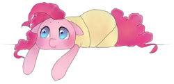 Size: 1600x777 | Tagged: safe, artist:oouichi, pinkie pie, g4, blanket, blanket burrito, burrito pony, concentrating, female, pondering, simple background, snug, snugglo, solo, thinking, transparent background, wrapped up