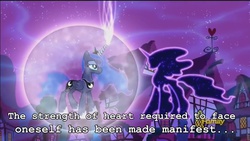 Size: 960x540 | Tagged: safe, edit, edited screencap, screencap, princess luna, tantabus, alicorn, pony, do princesses dream of magic sheep, g4, ethereal mane, female, image macro, magic bubble, mare, meme, persona, shadow