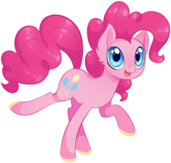 Size: 950x905 | Tagged: safe, artist:uncertainstardust, pinkie pie, earth pony, pony, g4, colored hooves, cute, ear fluff, female, looking at you, open mouth, raised hoof, raised leg, shoes, simple background, smiling, solo, transparent background