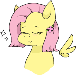 Size: 419x411 | Tagged: safe, artist:stockingstreams, fluttershy, g4, alternate hairstyle, blushing, female, floating wings, short hair, short mane, solo