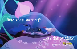 Size: 891x569 | Tagged: safe, artist:allthestuffilike94, edit, edited screencap, screencap, princess luna, alicorn, pony, do princesses dream of magic sheep, g4, bed, cropped, dream, female, flower, giant flower, luna's dream, mare, napoleon bonaparte, night, princess, quote, sleeping, solo