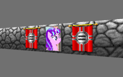 Size: 598x373 | Tagged: safe, artist:adammasterart, starlight glimmer, pony, unicorn, g4, the cutie map, 3d, banner, flag, portrait, preview, twilight: escape from stalliongrad, wall, wolfenstein, wolfenstein 3d