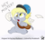 Size: 4500x4000 | Tagged: safe, artist:joey darkmeat, artist:wodahseht, derpy hooves, dragon, g4, absurd resolution, derpydragon, dragonified, female, postman's hat, running, simple background, solo, species swap, speech, white background