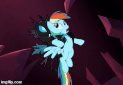 Size: 300x208 | Tagged: safe, screencap, rainbow dash, changeling, do princesses dream of magic sheep, g4, animated, not rape, out of context