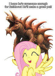 Size: 1000x1375 | Tagged: safe, edit, fluttershy, g4, behind you, dungeons and dragons, monster, photoshop, rpg, tarrasque, this will end in tears, this will end in tears and/or death