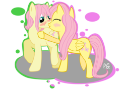 Size: 3508x2480 | Tagged: safe, artist:pgsoniapl, fluttershy, pegasus, pony, g4, butterscotch, duo, female, high res, kiss on the lips, kissing, male, rule 63, self ponidox, selfcest, ship:flutterscotch, shipping, straight