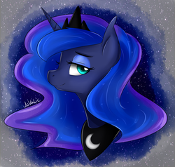Size: 1300x1240 | Tagged: safe, artist:jovalic, princess luna, alicorn, pony, g4, bust, female, looking at you, mare, solo