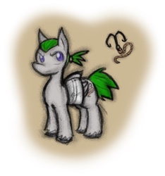 Size: 540x577 | Tagged: safe, artist:zutcha, oc, oc only, oc:wanderlust, pegasus, pony, fanfic:the last pony on earth, ponies after people, bandage, bondage, colored hooves, cutie mark, hooves, illustration, male, ponytail, solo, stallion, wings