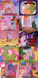 Size: 1616x3280 | Tagged: safe, artist:outofcontext-ponytales, screencap, bon bon (g1), bright eyes, clover (g1), dazzle, melody, mrs. bloom, patch (g1), starlight (g1), sweetheart, earth pony, pony, and the winner is..., g1, g4, my little pony tales, the ticket master, 7 pony friends, bipedal, eating, female, soccer pony summaries, summary