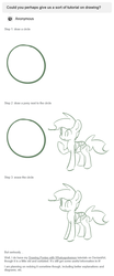 Size: 520x1246 | Tagged: safe, artist:whatsapokemon, oc, oc only, oc:jade shine, pegasus, pony, circle, first you draw a circle, how to draw, how to draw an owl meme, joke, monochrome, tutorial