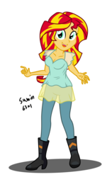 Size: 942x1560 | Tagged: safe, artist:sumin6301, sunset shimmer, equestria girls, g4, breasts, busty sunset shimmer, female, simple background, solo, transparent background, vector