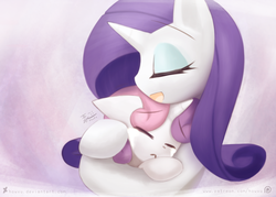 Size: 1209x866 | Tagged: safe, artist:howxu, rarity, sweetie belle, pony, unicorn, g4, comforting, crying, duo, feels, holding, hug, sisters, story in the comments