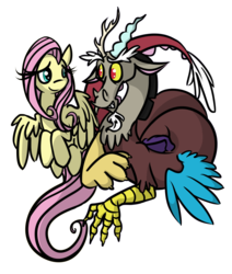 Size: 1280x1506 | Tagged: safe, artist:carnivorousponyfluff, discord, fluttershy, g4, female, male, ship:discoshy, shipping, straight