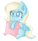 Size: 124x136 | Tagged: safe, artist:blitzkatze, oc, oc only, oc:shimmershy, pegasus, pony, animated, pillow, pixel art, simple background, solo, white background