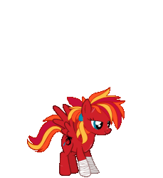 Size: 440x480 | Tagged: safe, artist:lunarii, oc, oc only, oc:fire strike, pegasus, pony, animated, bandage, female, flipping, jumping, mare, simple background, solo, transparent background