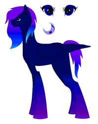 Size: 522x660 | Tagged: safe, oc, oc only, oc:moonglow melody, pegasus, pony, female, gradient hair, gradient hooves, mare, profile, simple background, white background, wing fluff
