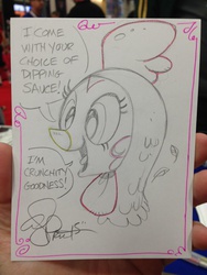 Size: 768x1024 | Tagged: safe, artist:andypriceart, pinkie pie, earth pony, pony, g4, animal costume, chicken pie, chicken suit, clothes, costume, female, solo, traditional art