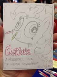 Size: 1019x1359 | Tagged: safe, artist:andypriceart, pinkie pie, g4, andy you magnificent bastard, crayon, female, male, solo, the simpsons, traditional art