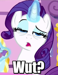 Size: 357x465 | Tagged: safe, screencap, rarity, do princesses dream of magic sheep, g4, bags under eyes, carousel boutique, comb, confused, female, image macro, magic, meme, reaction image, sleepy, solo, tired, wat
