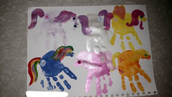 Size: 960x540 | Tagged: safe, applejack, fluttershy, pinkie pie, rainbow dash, rarity, twilight sparkle, g4, handprint, mane six