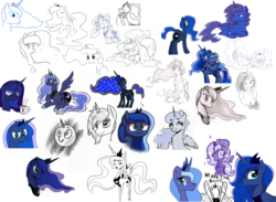 Size: 3105x2271 | Tagged: artist needed, safe, princess luna, g4, collaboration, collage, high res