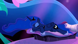 Size: 1920x1080 | Tagged: safe, edit, screencap, princess luna, do princesses dream of magic sheep, g4, cute, female, luna's dream, sleeping, solo