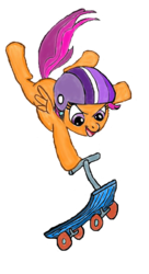 Size: 384x704 | Tagged: safe, artist:freefraq, scootaloo, g4, helmet, scooter, stunt